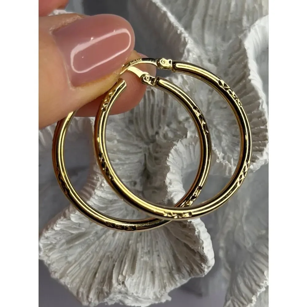 SLC 925 Sterling Silver Gold Plated Hoop Earrings